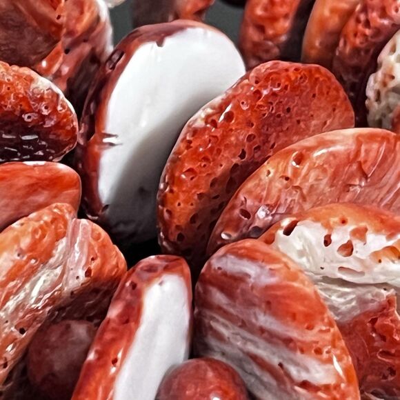 Navajo Spiny Oyster Necklace w Chunky Red Orange Beads Silver Plated Toggle EUC - Picture 6 of 13